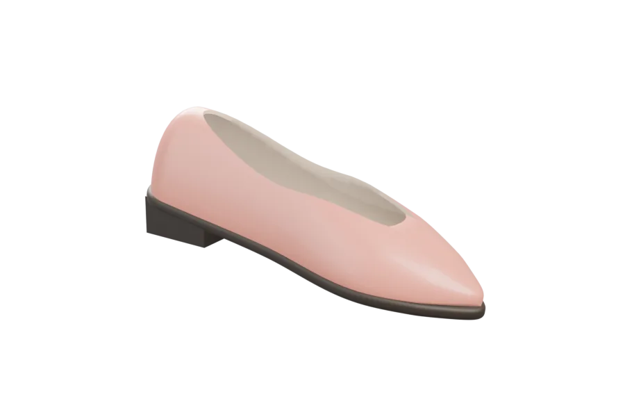 3D로 만든 로즈 색 낮은 굽 숙녀화